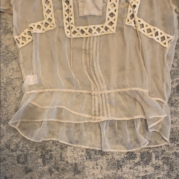 Charming Charlie sheer cream, embroidered top - Picture 4 of 6